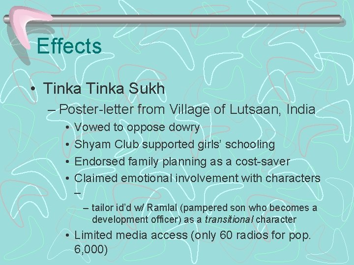 Effects • Tinka Sukh – Poster-letter from Village of Lutsaan, India • • Vowed