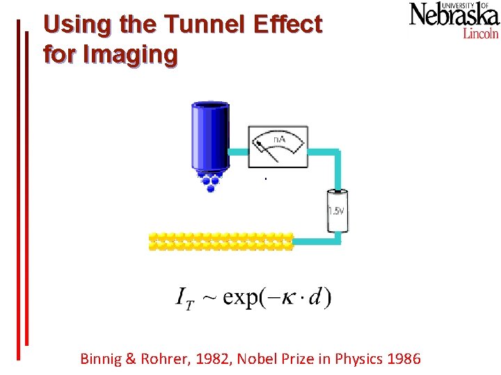 Using the Tunnel Effect for Imaging Binnig & Rohrer, 1982, Nobel Prize in Physics