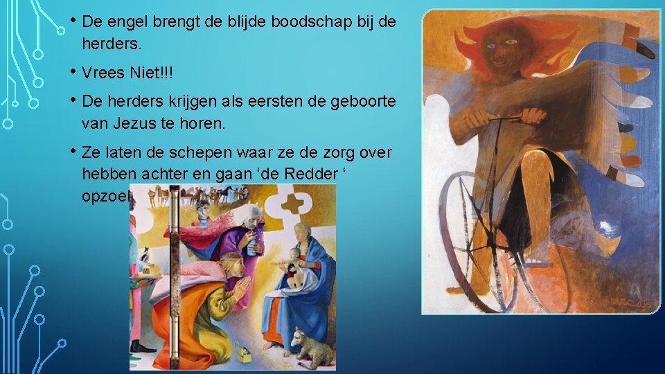  • De engel brengt de blijde boodschap bij de herders. • Vrees Niet!!!