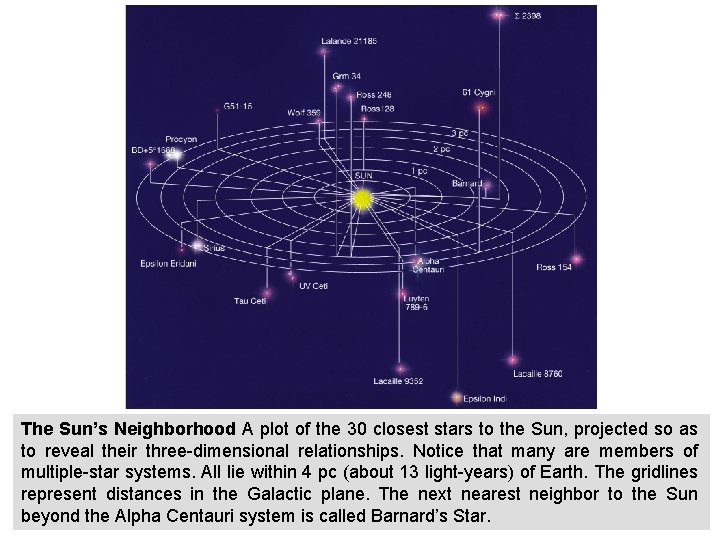  The Sun’s Neighborhood A plot of the 30 closest stars to the Sun,