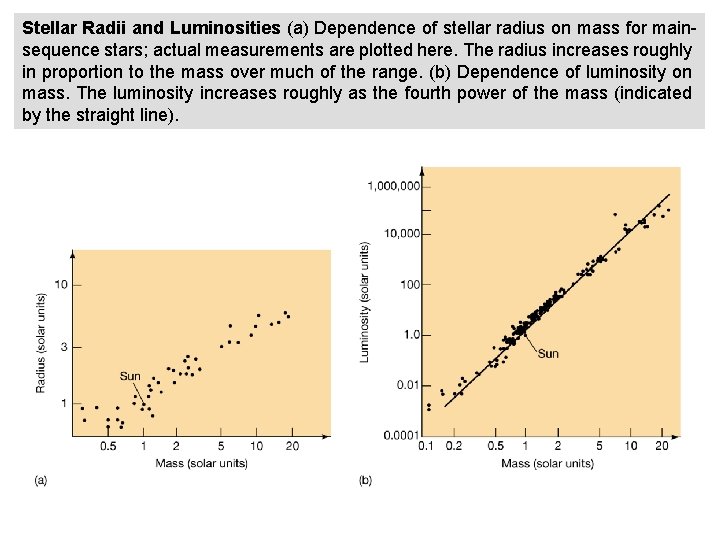Stellar Radii and Luminosities (a) Dependence of stellar radius on mass for mainsequence stars;