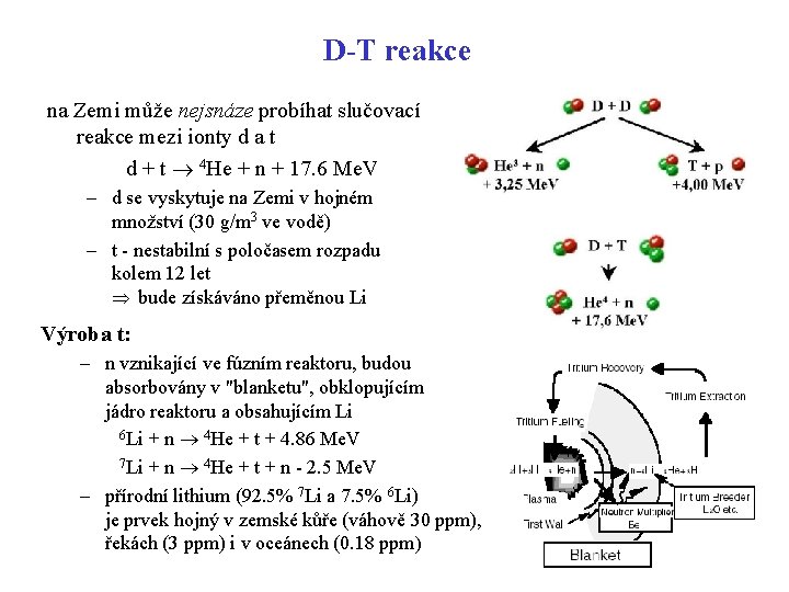 D-T reakce na Zemi může nejsnáze probíhat slučovací reakce mezi ionty d a t