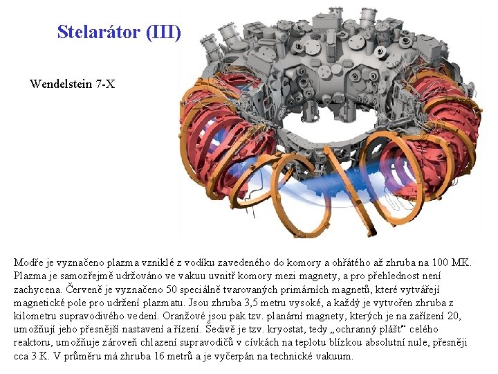 Stelarátor (III) Wendelstein 7 -X Modře je vyznačeno plazma vzniklé z vodíku zavedeného do