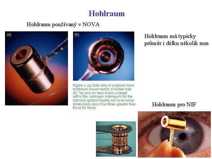 Hohlraum používaný v NOVA Hohlraum má typicky průměr i délku několik mm Hohlraum pro