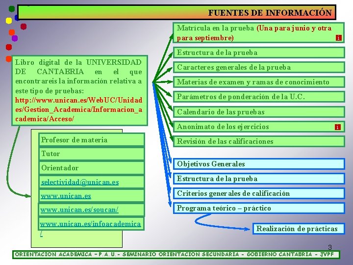 FUENTES DE INFORMACIÓN Matrícula en la prueba (Una para junio y otra para septiembre)