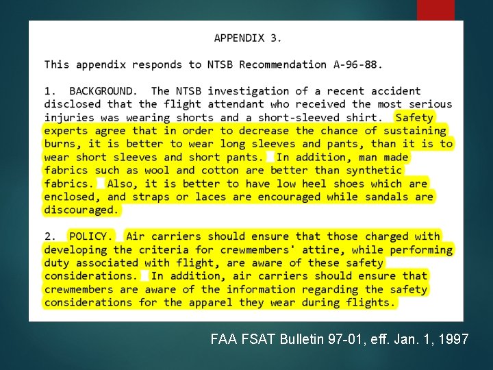 FAA FSAT Bulletin 97 -01, eff. Jan. 1, 1997 