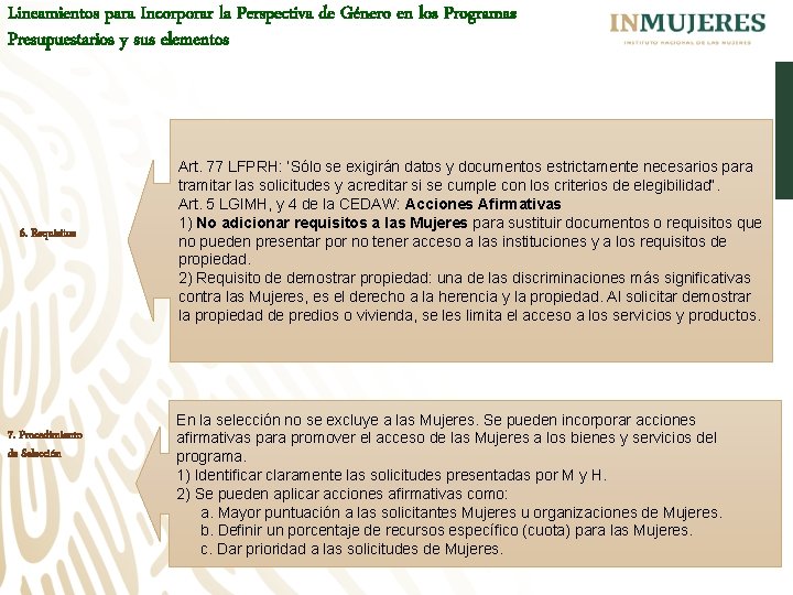Lineamientos para Incorporar la Perspectiva de Género en los Programas Presupuestarios y sus elementos