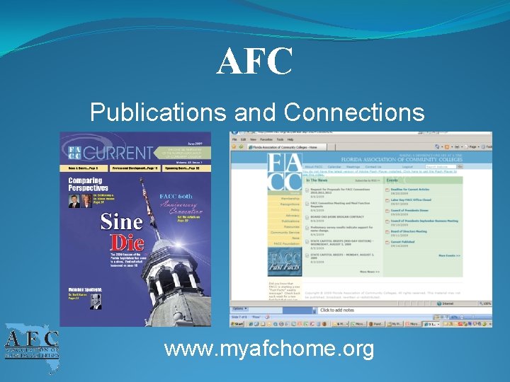 AFC Publications and Connections www. myafchome. org 