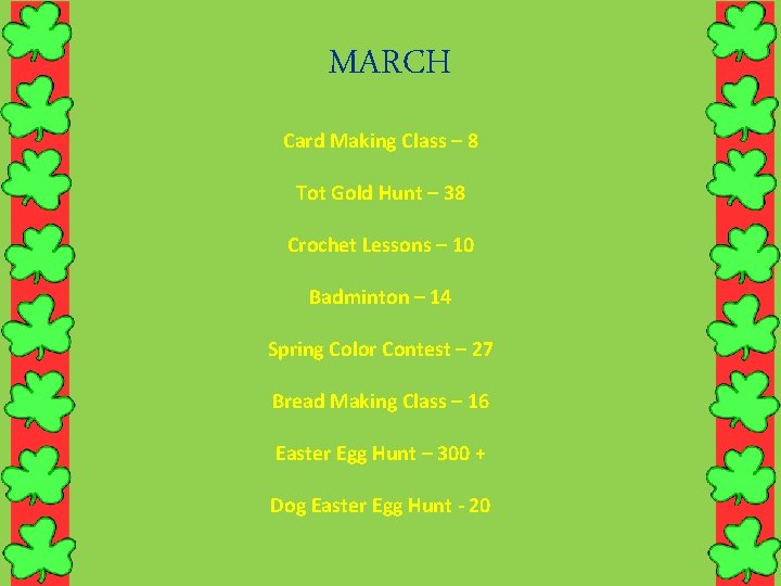 MARCH Card Making Class – 8 Tot Gold Hunt – 38 Crochet Lessons –