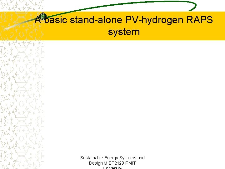A basic stand-alone PV-hydrogen RAPS system Sustainable Energy Systems and Design MIET 2129 RMIT