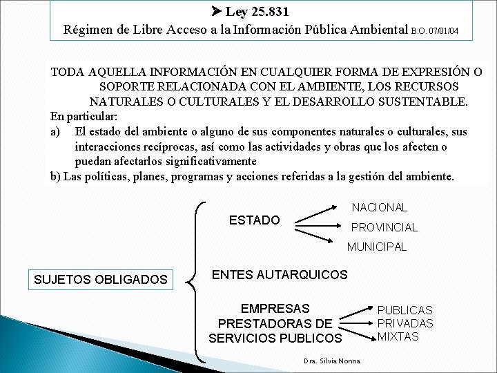  Ley 25. 831 Régimen de Libre Acceso a la Información Pública Ambiental B.