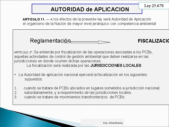 AUTORIDAD de APLICACION Ley 25. 670 ARTICULO 11. — A los efectos de la