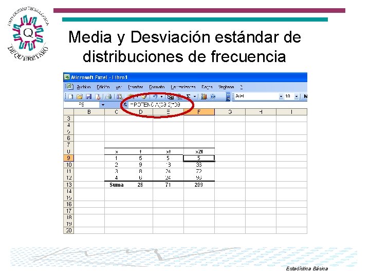 Media y Desviación estándar de distribuciones de frecuencia Estadística Básica 