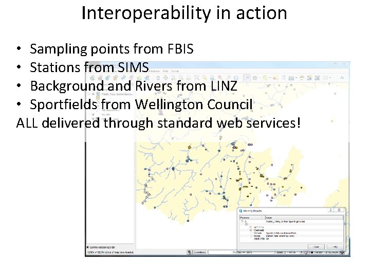 Interoperability in action • Sampling points from FBIS • Stations from SIMS • Background