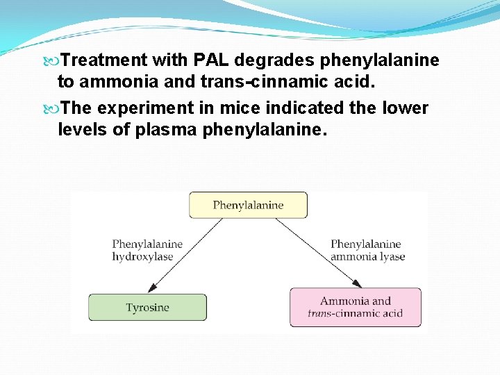  Treatment with PAL degrades phenylalanine to ammonia and trans-cinnamic acid. The experiment in