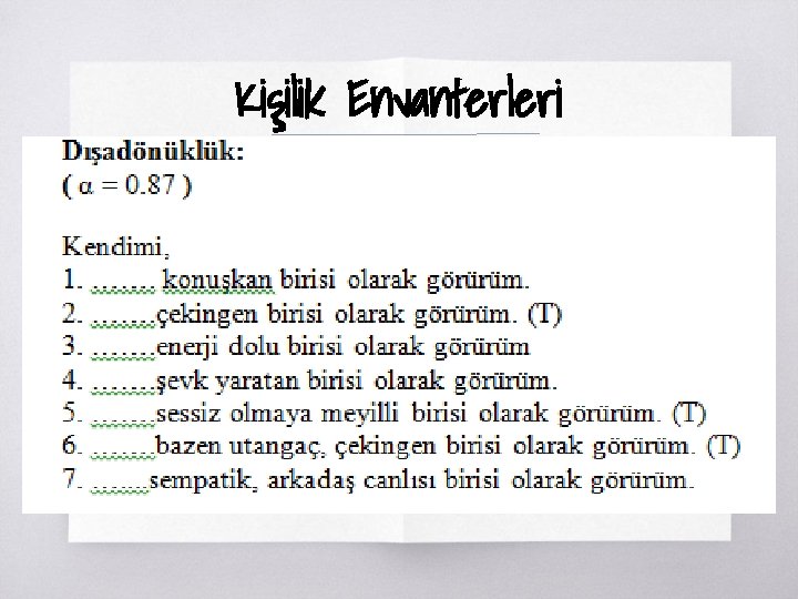 Kişilik Envanterleri ▧? 