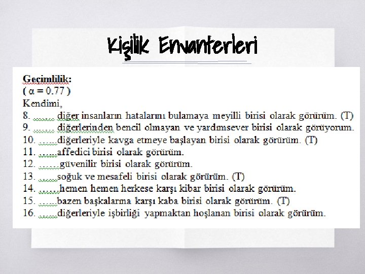 Kişilik Envanterleri ▧? 