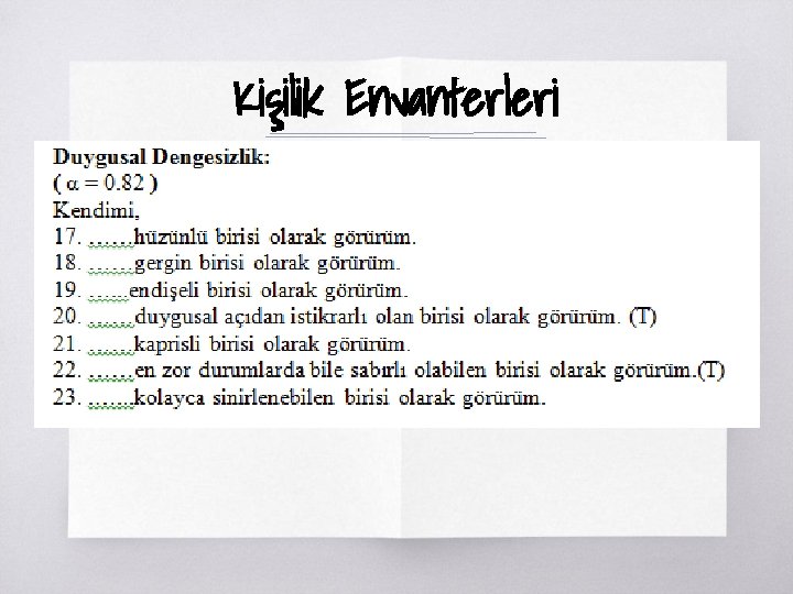 Kişilik Envanterleri ▧? 