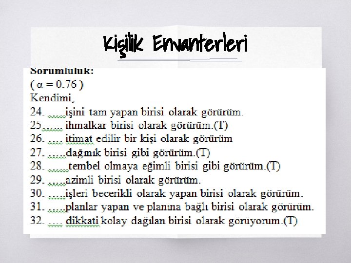 Kişilik Envanterleri ▧? 
