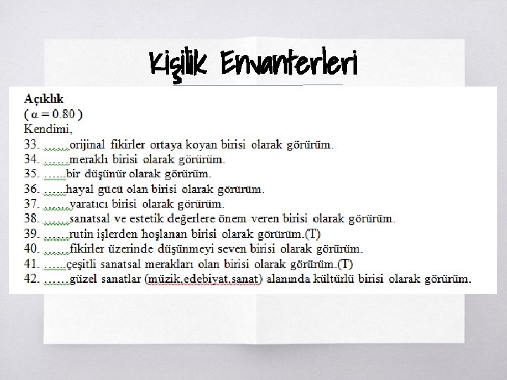 Kişilik Envanterleri ▧? 