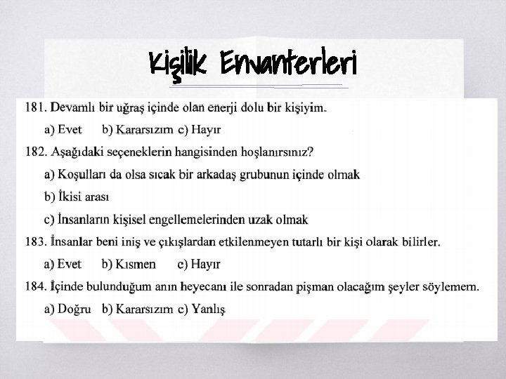 Kişilik Envanterleri ▧ 