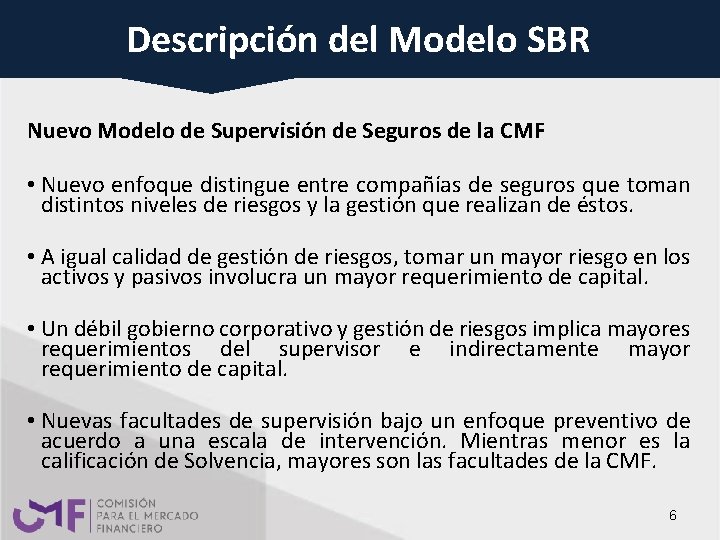 DESCRIPCION DEL MODELO SBR Descripción del Modelo SBR Nuevo Modelo de Supervisión de Seguros