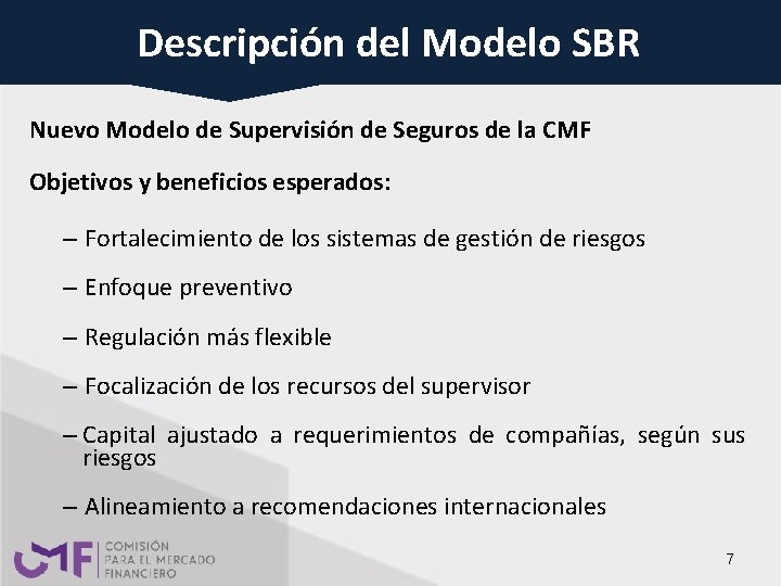 DESCRIPCION DEL MODELO SBR Descripción del Modelo SBR Nuevo Modelo de Supervisión de Seguros DESCRIPCION DEL MODELO SBR Descripción del Modelo SBR Nuevo Modelo de Supervisión de Seguros