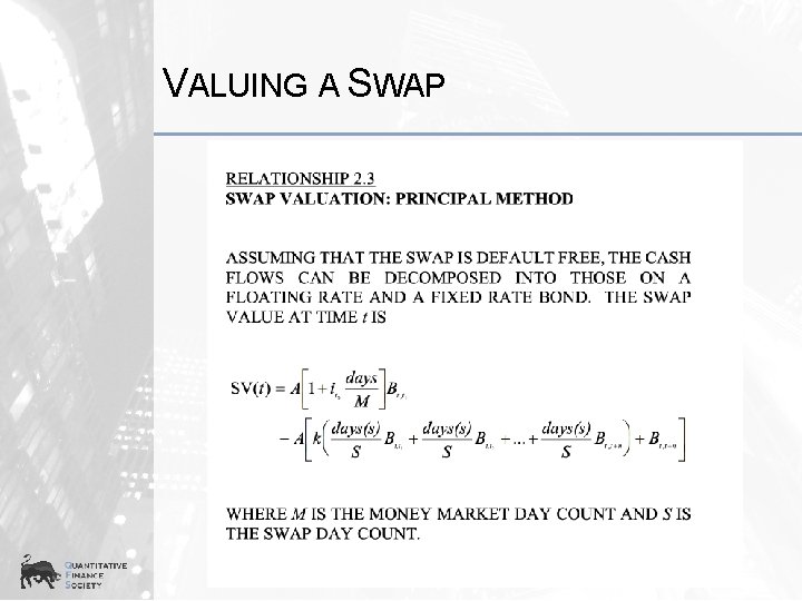 VALUING A SWAP 