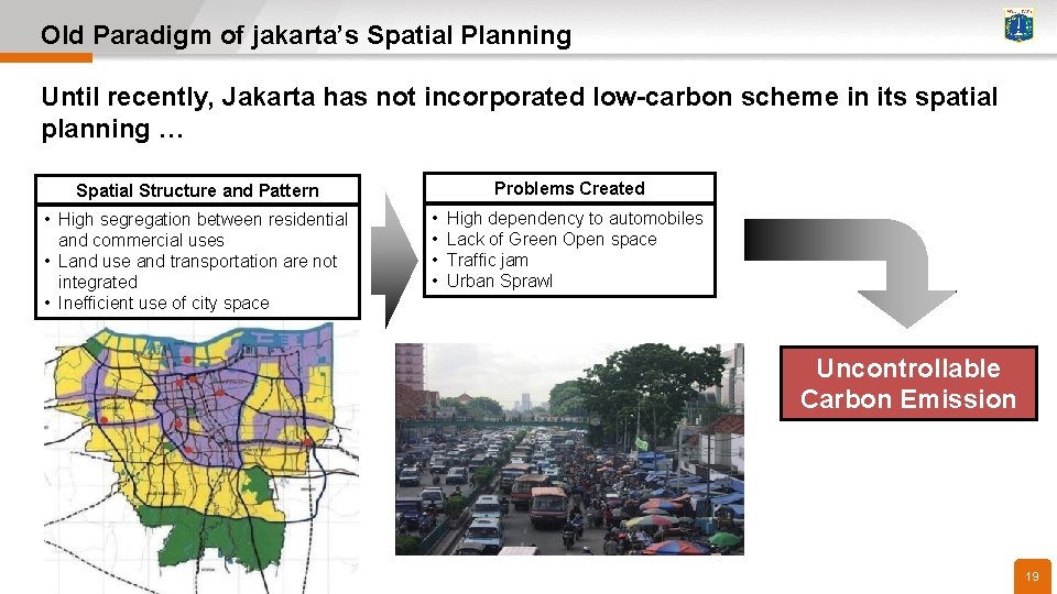 Old Paradigm of jakarta’s Spatial Planning Until recently, Jakarta has not incorporated low-carbon scheme