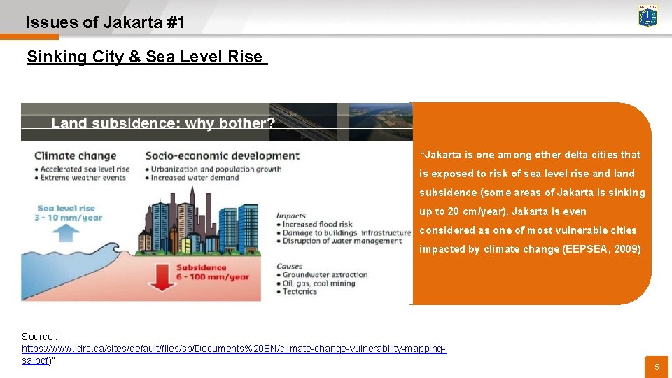Issues of Jakarta #1 Sinking City & Sea Level Rise “Jakarta is one among