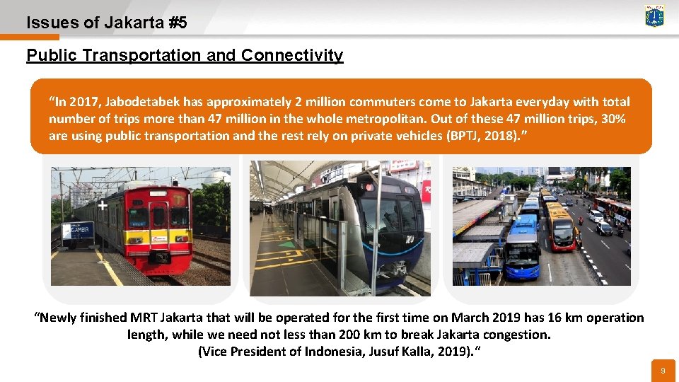 Issues of Jakarta #5 Public Transportation and Connectivity “In 2017, Jabodetabek has approximately 2