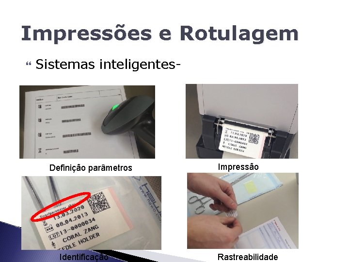 Impressões e Rotulagem Sistemas inteligentes- Definição parâmetros Identificação Impressão Rastreabilidade 