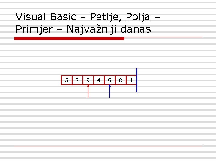 Visual Basic – Petlje, Polja – Primjer – Najvažniji danas 5 2 9 4