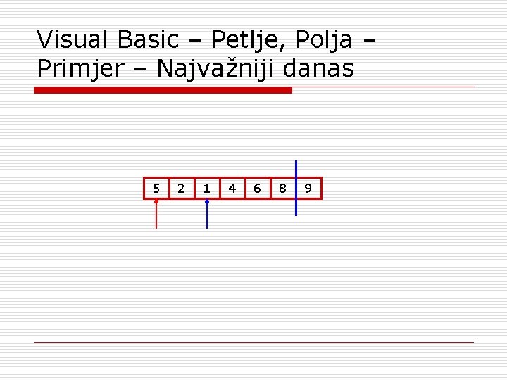 Visual Basic – Petlje, Polja – Primjer – Najvažniji danas 5 2 1 4