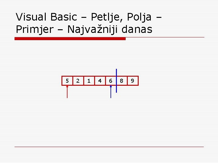 Visual Basic – Petlje, Polja – Primjer – Najvažniji danas 5 2 1 4