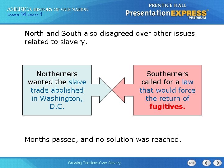 Chapter 14 Section 1 North and South also disagreed over other issues related to