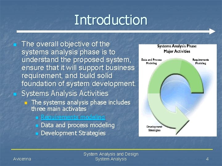 Introduction n n The overall objective of the systems analysis phase is to understand