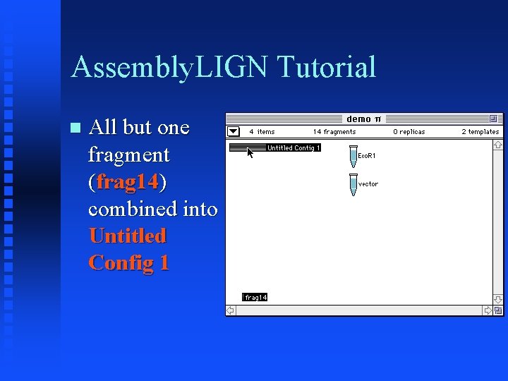 Assembly. LIGN Tutorial All but one fragment (frag 14) combined into Untitled Config 1