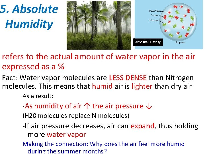 5. Absolute Humidity refers to the actual amount of water vapor in the air