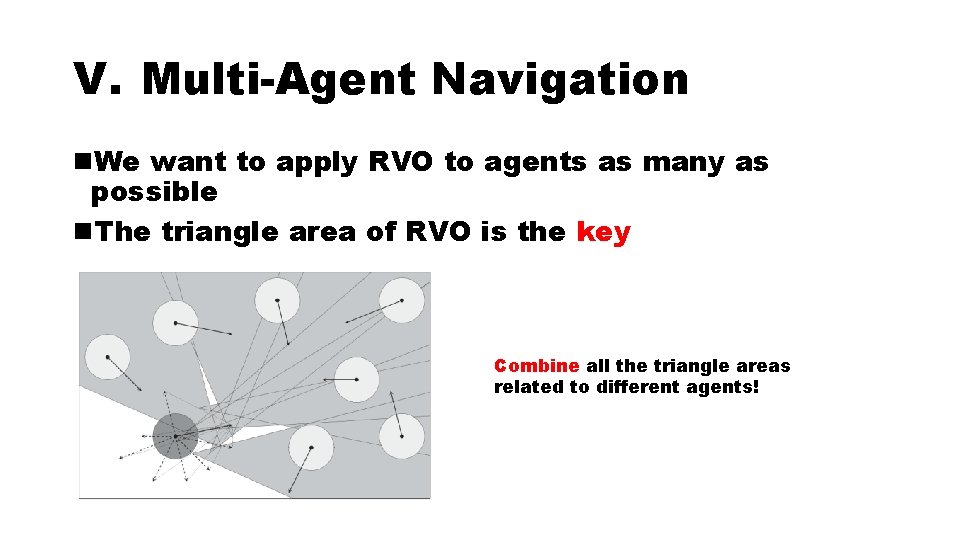 V. Multi-Agent Navigation n. We want to apply RVO to agents as many as