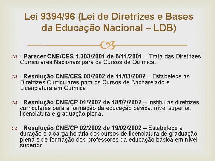 Lei 9394/96 (Lei de Diretrizes e Bases da Educação Nacional – LDB) · Parecer