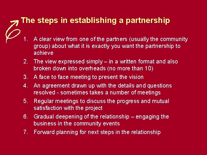 The steps in establishing a partnership 1. A clear view from one of the