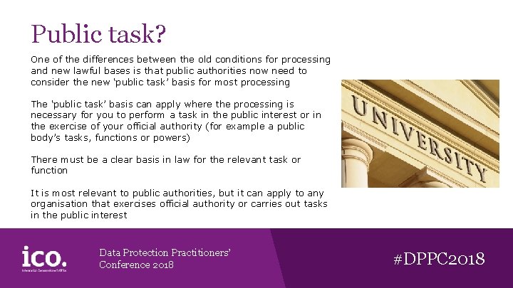 Public task? One of the differences between the old conditions for processing and new