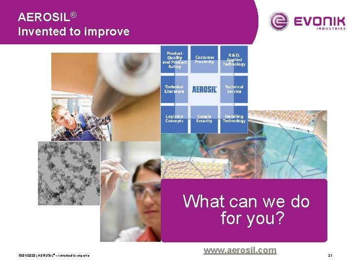 AEROSIL® Invented to improve What can we do for you? 10/31/2020 | AEROSIL® –