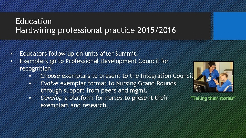 Education Hardwiring professional practice 2015/2016 • • Educators follow up on units after Summit.