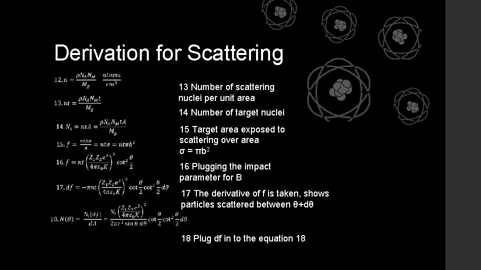 Derivation for Scattering 13 Number of scattering nuclei per unit area 14 Number of