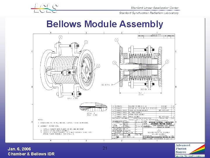 Bellows Module Assembly Jan. 6, 2006 Chamber & Bellows IDR 21 