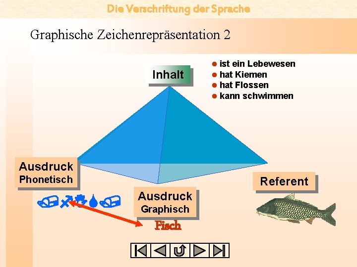 Die Verschriftung der Sprache Graphische Zeichenrepräsentation 2 Inhalt l ist ein Lebewesen l hat