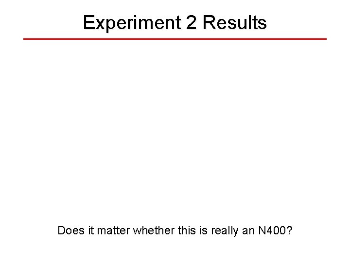 Experiment 2 Results Does it matter whether this is really an N 400? 