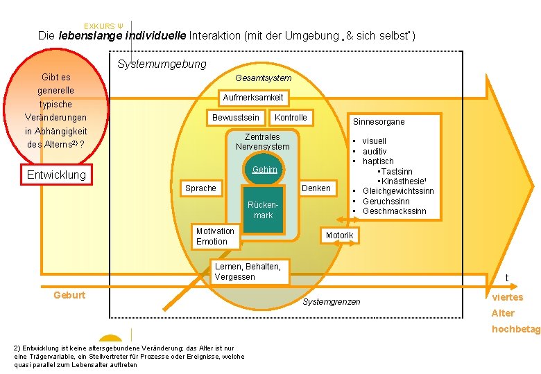 EXKURS Ψ Die lebenslange individuelle Interaktion (mit der Umgebung „& sich selbst“) Systemumgebung Gibt EXKURS Ψ Die lebenslange individuelle Interaktion (mit der Umgebung „& sich selbst“) Systemumgebung Gibt